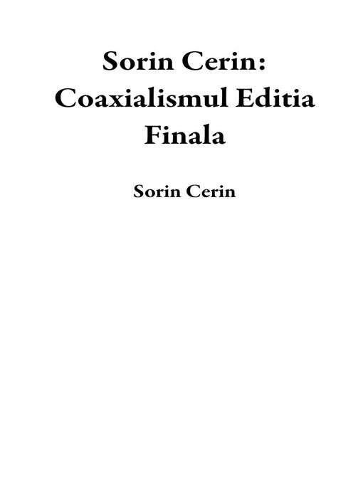 Title details for Sorin Cerin by Sorin Cerin - Available